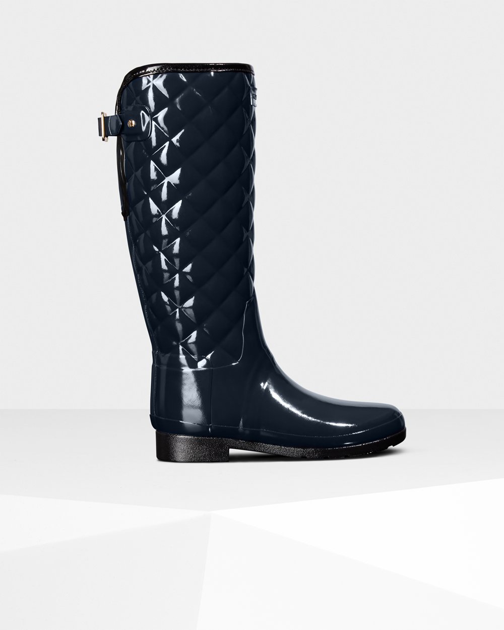 Botas de Lluvia Altas Hunter Mujer - Refined Adjustable Quilted Gloss - Azul Marino - TENJORS-54